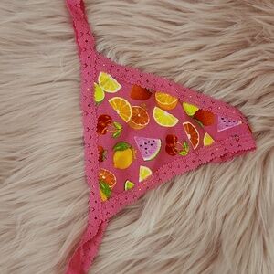 Brand New PINK Victoria's Secret COLORFUL FRUIT PRINT V-STRING PANTY-S
